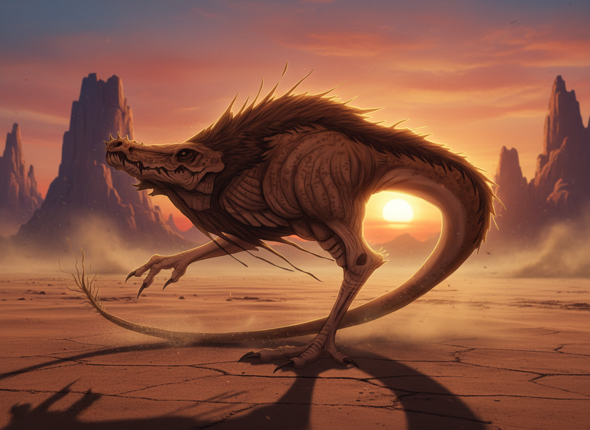 In a desert sunset